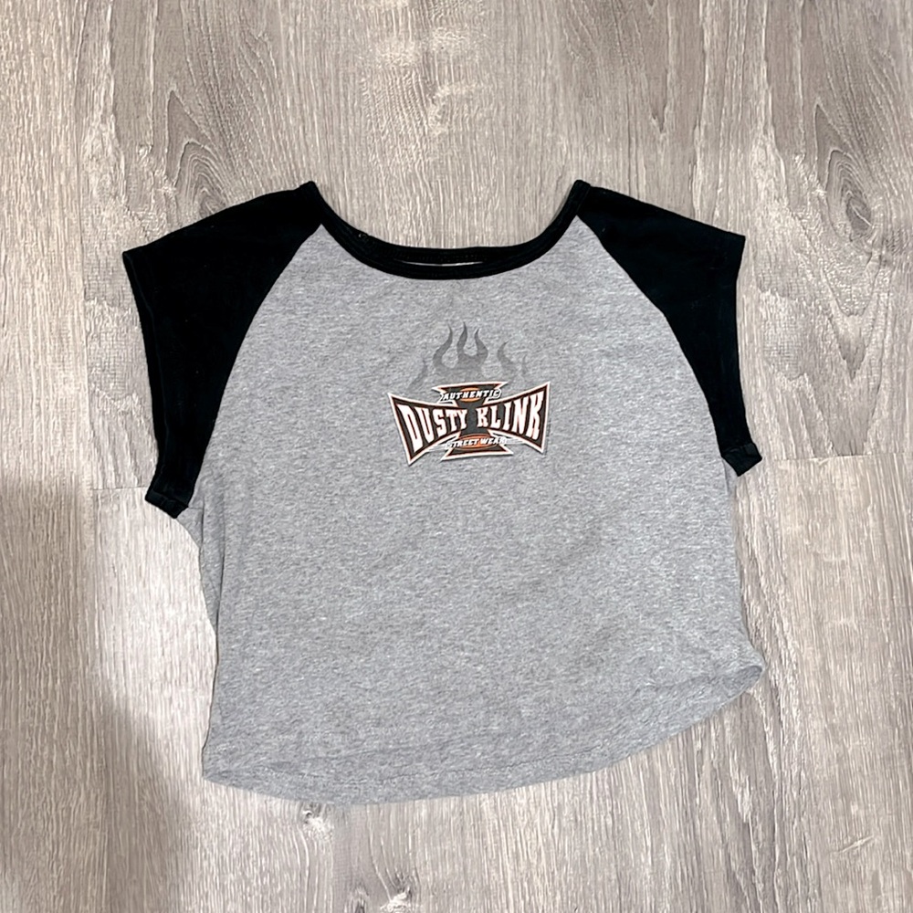 Vintage cropped streetwear black and grey top fits size S/M